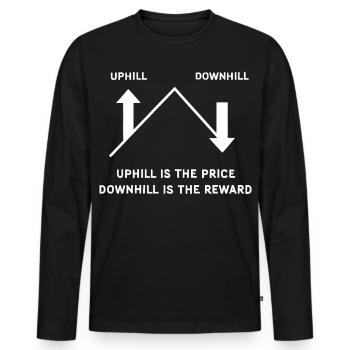 Gravity MTB: Uphill Is the Price, Downhill Reward - Men's Premium Organic Long Sleeve Shirt - black - Front - Nico (187cm)