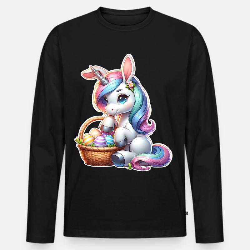 Unicorn Easter - Men's Premium Organic Long Sleeve Shirt - black