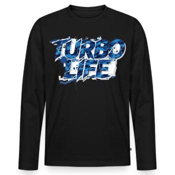 Turbo Life Blau Grau Camo Motiv Männer & Jungs - Männer Premium Bio Langarmshirt - Schwarz - Vorne - Nico (187cm)