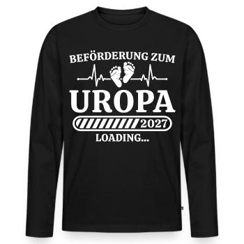 Uropa 2027 Loading – Geschenk Schwangerschaft - Männer Premium Bio Langarmshirt - Schwarz - Vorne - Nico (187cm)