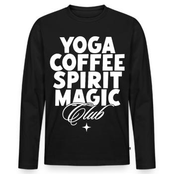 Yoga Coffee Spirit Magic Club - Men's Premium Organic Long Sleeve Shirt - black - Front - Nico (187cm)