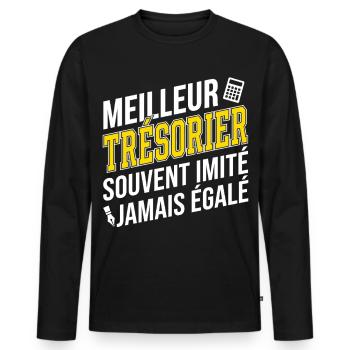 Humour Métier Meilleur Trésorier - T-shirt manches longues Premium bio Homme - noir - Devant - Nico (187cm)