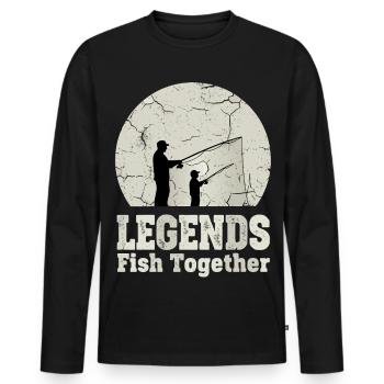 Légende du père et fils de la pêche - T-shirt manches longues Premium bio Homme - noir - Devant - Nico (187cm)