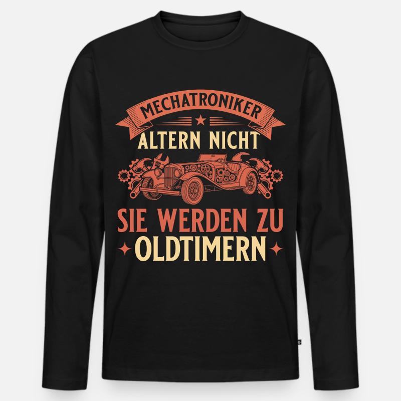 Mechatroniker Altern Nicht - Oldtimer Geschenk - Männer Premium Bio Langarmshirt - Schwarz