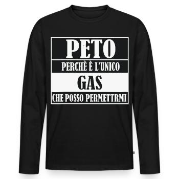 Peto Perche Unico Gas - Männer Premium Bio Langarmshirt - Schwarz - Vorne - Nico (187cm)