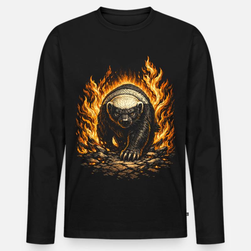 Honigdachs Honey Badger Tier - Männer Premium Bio Langarmshirt - Schwarz