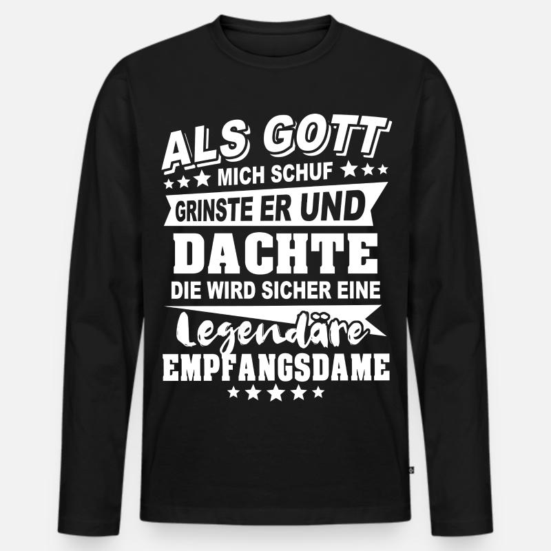 Empfangsdame - Männer Premium Bio Langarmshirt - Schwarz