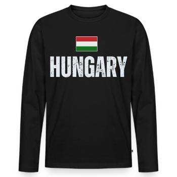 Hungarian flag, Hungarian patriot - Men's Premium Organic Long Sleeve Shirt - black - Front - Nico (187cm)