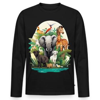 Tierwelt Dschungeltraum - Männer Premium Bio Langarmshirt - Schwarz - Vorne - Nico (187cm)