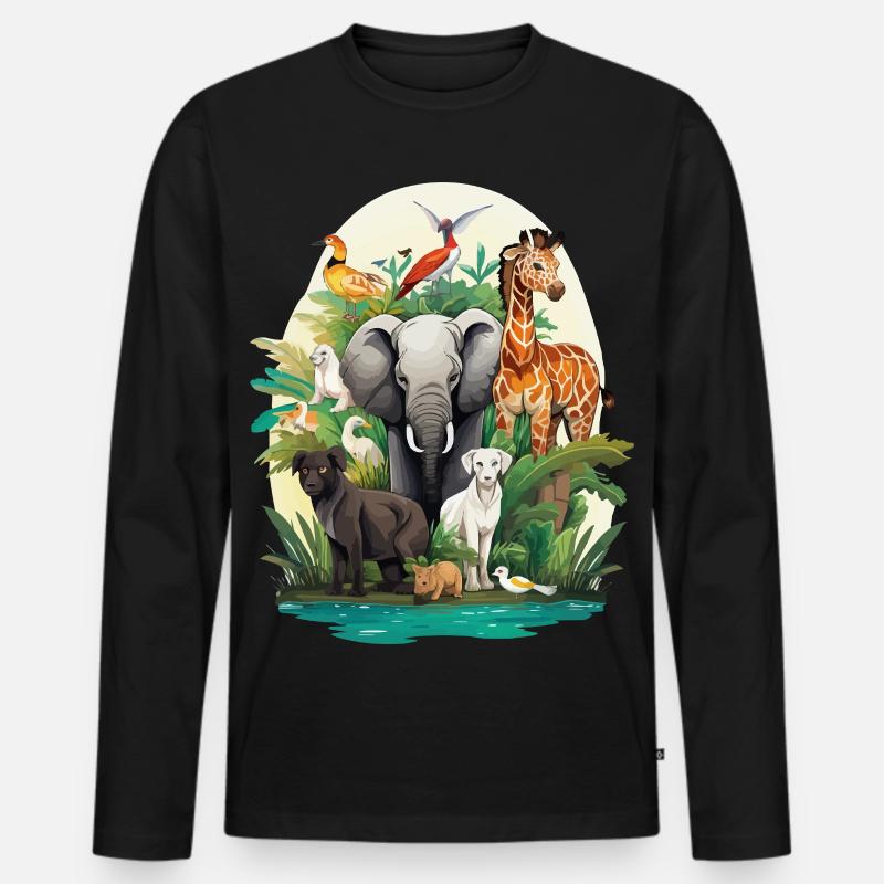 Tierwelt Dschungeltraum - Männer Premium Bio Langarmshirt - Schwarz