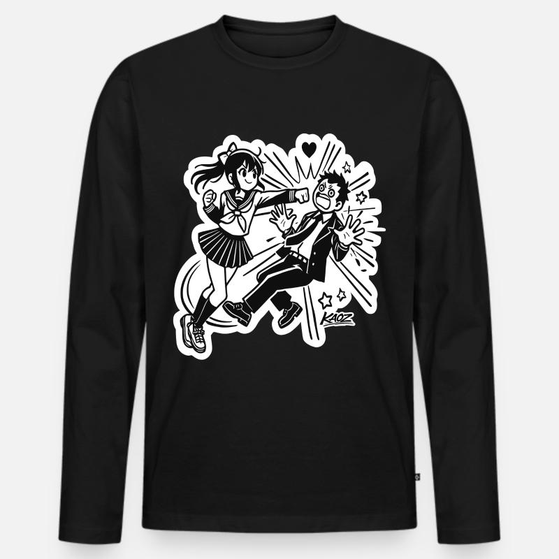 Manga-Anime-Mädchen-Heldin-Szene - Männer Premium Bio Langarmshirt - Schwarz