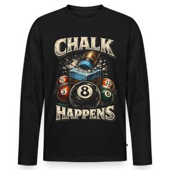 8-Ball Billard Chalk Happens - Männer Premium Bio Langarmshirt - Schwarz - Vorne - Nico (187cm)