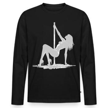 Danse exotique à la barre : Art sexy de squat en talons hauts - T-shirt manches longues Premium bio Homme - noir - Devant - Nico (187cm)