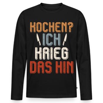 Küchenhilfe KOCHEN ICH KRIEG DAS HIN Lustig - Männer Premium Bio Langarmshirt - Schwarz - Vorne - Nico (187cm)