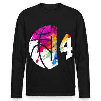 NON. 14 NUMÉRO 14 BASKETBALL 14E ANNIVERSAIRE - T-shirt manches longues Premium bio Homme - noir - Devant - Nico (187cm)