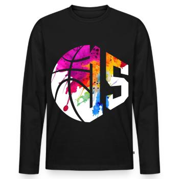 NR. 15 NUMMER 15 BASKETBALL 15. GEBURTSTAG - Männer Premium Bio Langarmshirt - Schwarz - Vorne - Nico (187cm)