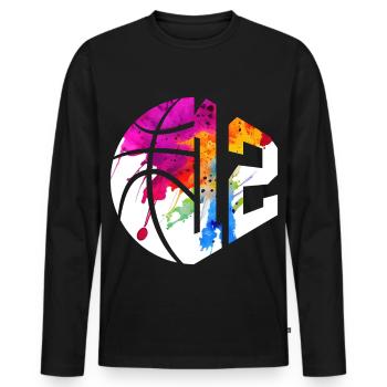 NR. 12 NUMMER 12 BASKETBALL 12. GEBURTSTAG - Männer Premium Bio Langarmshirt - Schwarz - Vorne - Nico (187cm)