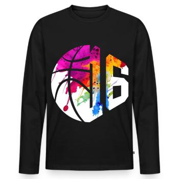 NR. 16 NUMMER 16 BASKETBALL 16. GEBURTSTAG - Männer Premium Bio Langarmshirt - Schwarz - Vorne - Nico (187cm)
