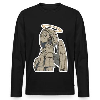 Angelic Angel Hoodie Sentinel - T-shirt manches longues Premium bio Homme - noir - Devant - Nico (187cm)