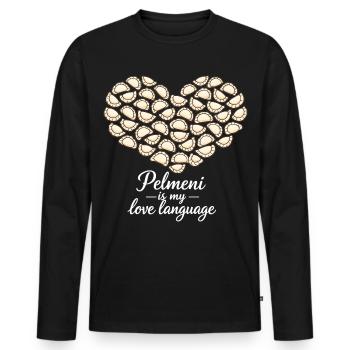 Cœur Pelmeni – Pelmeni est mon langage d’amour - T-shirt manches longues Premium bio Homme - noir - Devant - Nico (187cm)