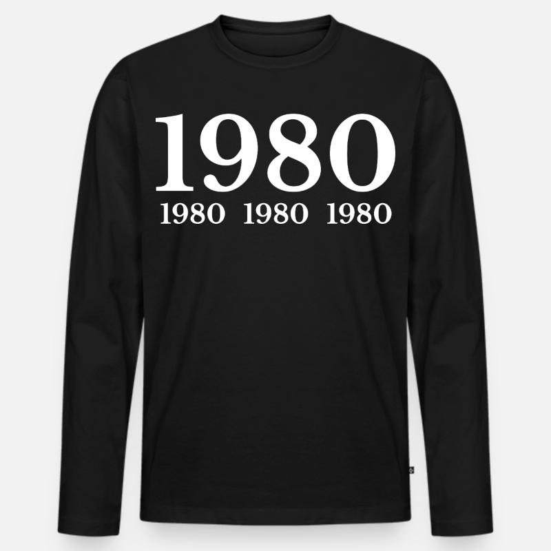 1980 - Männer Premium Bio Langarmshirt - Schwarz