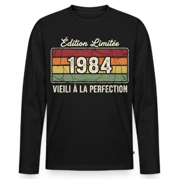 Edition Limitée 1984 Vieil À Perfection - T-shirt manches longues Premium bio Homme - noir - Devant - Nico (187cm)