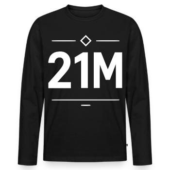 Limite de maillot de 21M pour les fans de Bitcoin et de Crypto - T-shirt manches longues Premium bio Homme - noir - Devant - Nico (187cm)