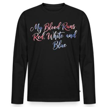 Blood Runs Red White Blue - Männer Premium Bio Langarmshirt - Schwarz - Vorne - Nico (187cm)