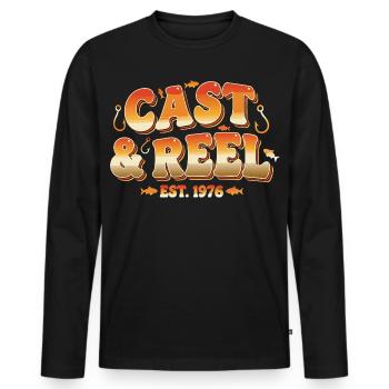 Cast Reel Est 1976 - Männer Premium Bio Langarmshirt - Schwarz - Vorne - Nico (187cm)