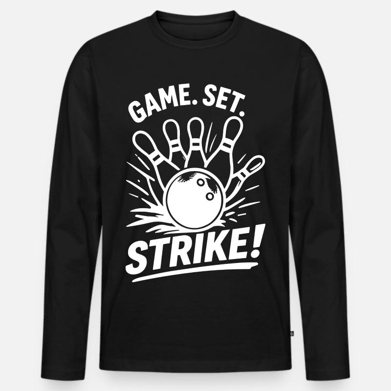 Set di gioco Strike Bowling Campione Sport Look - Maglia a manica lunga ecologica premium da uomo - nero