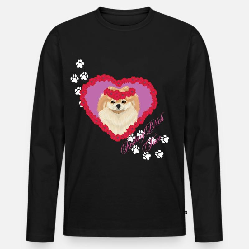 Ruhende Tch-Gesicht-Pomeranian - Männer Premium Bio Langarmshirt - Schwarz