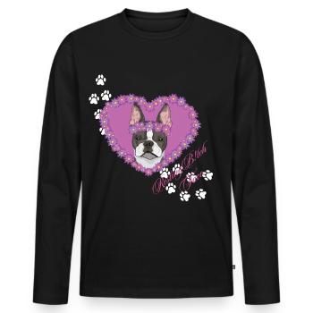 Resting B!tch Face Boston Terrier - Men's Premium Organic Long Sleeve Shirt - black - Front - Nico (187cm)