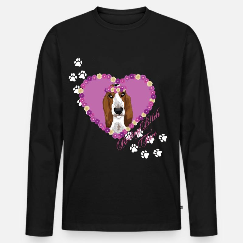 Resting B!tch Face Basset Hound - Männer Premium Bio Langarmshirt - Schwarz