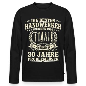 Bester Handwerker Jahrgang 1996 – 30. Geburtstag - Männer Premium Bio Langarmshirt - Schwarz - Vorne - Nico (187cm)