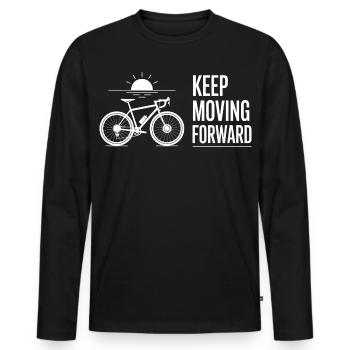 Lever du soleil à vélo - T-shirt manches longues Premium bio Homme - noir - Devant - Nico (187cm)