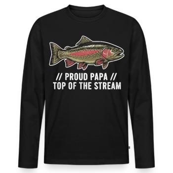 Proud Papa pêchant la truite - T-shirt manches longues Premium bio Homme - noir - Devant - Nico (187cm)