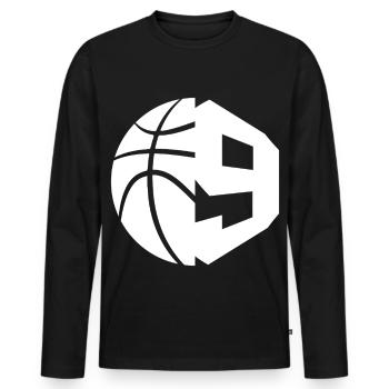 NR. 9 BASKETBALL NUMMER 9 BASKETBALL 9. GEBURTSTAG - Männer Premium Bio Langarmshirt - Schwarz - Vorne - Nico (187cm)