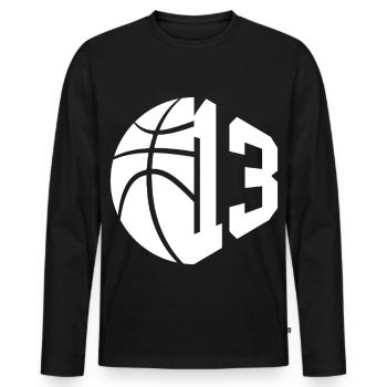 NON. 13 NUMÉRO 13 BASKET 13E ANNIVERSAIRE - T-shirt manches longues Premium bio Homme - noir - Devant - Nico (187cm)