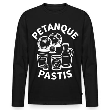 Sport de boule pétanque pastis - T-shirt manches longues Premium bio Homme - noir - Devant - Nico (187cm)