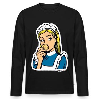 Maid and Cookie Pop Art - Men's Premium Organic Long Sleeve Shirt - black - Front - Nico (187cm)