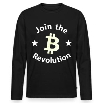 Bitcoin Revolt Circle - Men's Premium Organic Long Sleeve Shirt - black - Front - Nico (187cm)