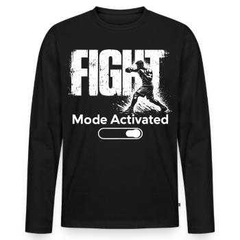 Mode combat Chemise activée Boxe de gym Fighter - T-shirt manches longues Premium bio Homme - noir - Devant - Nico (187cm)