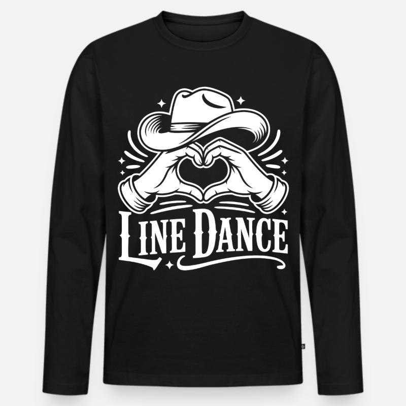 Line Dance Liebe - Männer Premium Bio Langarmshirt - Schwarz
