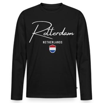 Rotterdam Netherlands, elegant design Rotterdam - Men's Premium Organic Long Sleeve Shirt - black - Front - Nico (187cm)