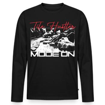 Domino Tile Hustler Mode On - Männer Premium Bio Langarmshirt - Schwarz - Vorne - Nico (187cm)
