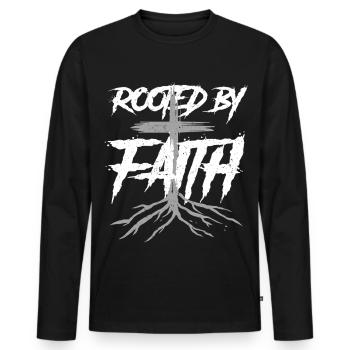 Scribble Doodle Drawing Rooted By Faith - Men's Premium Organic Long Sleeve Shirt - black - Front - Nico (187cm)