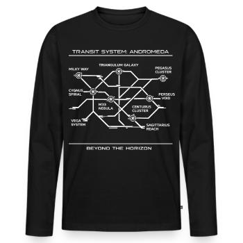 Andromeda Galaktischer Transit-Netzplan - Männer Premium Bio Langarmshirt - Schwarz - Vorne - Nico (187cm)