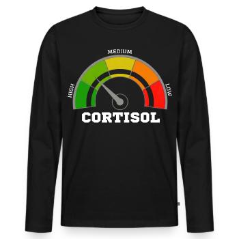 Funny Low cortisol Hilarious Stress Free Cortisol - Men's Premium Organic Long Sleeve Shirt - black - Front - Nico (187cm)