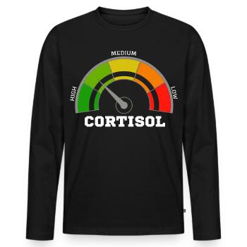 Funny Low cortisol Hilarious Stress Free Cortisol - Men's Premium Organic Long Sleeve Shirt - black - Front - Nico (187cm)