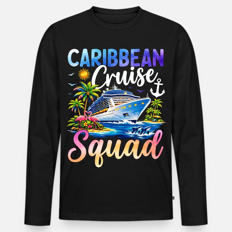 Caribbean Cruise Squad - Männer Premium Bio Langarmshirt - Schwarz